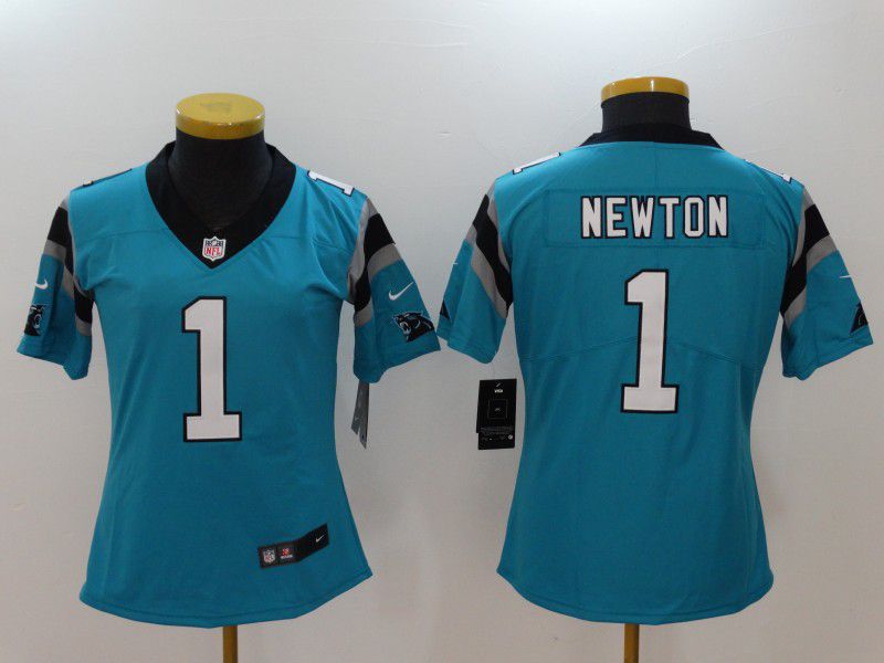 Women Carolina Panthers #1 Cam Newton Blue Nike Vapor Untouchable Limited NFL Jerseys->->Women Jersey